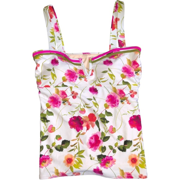 NEW Nanette Lepore White Floral “Viviana” Tankini Top - 12 - Picture 5 of 8